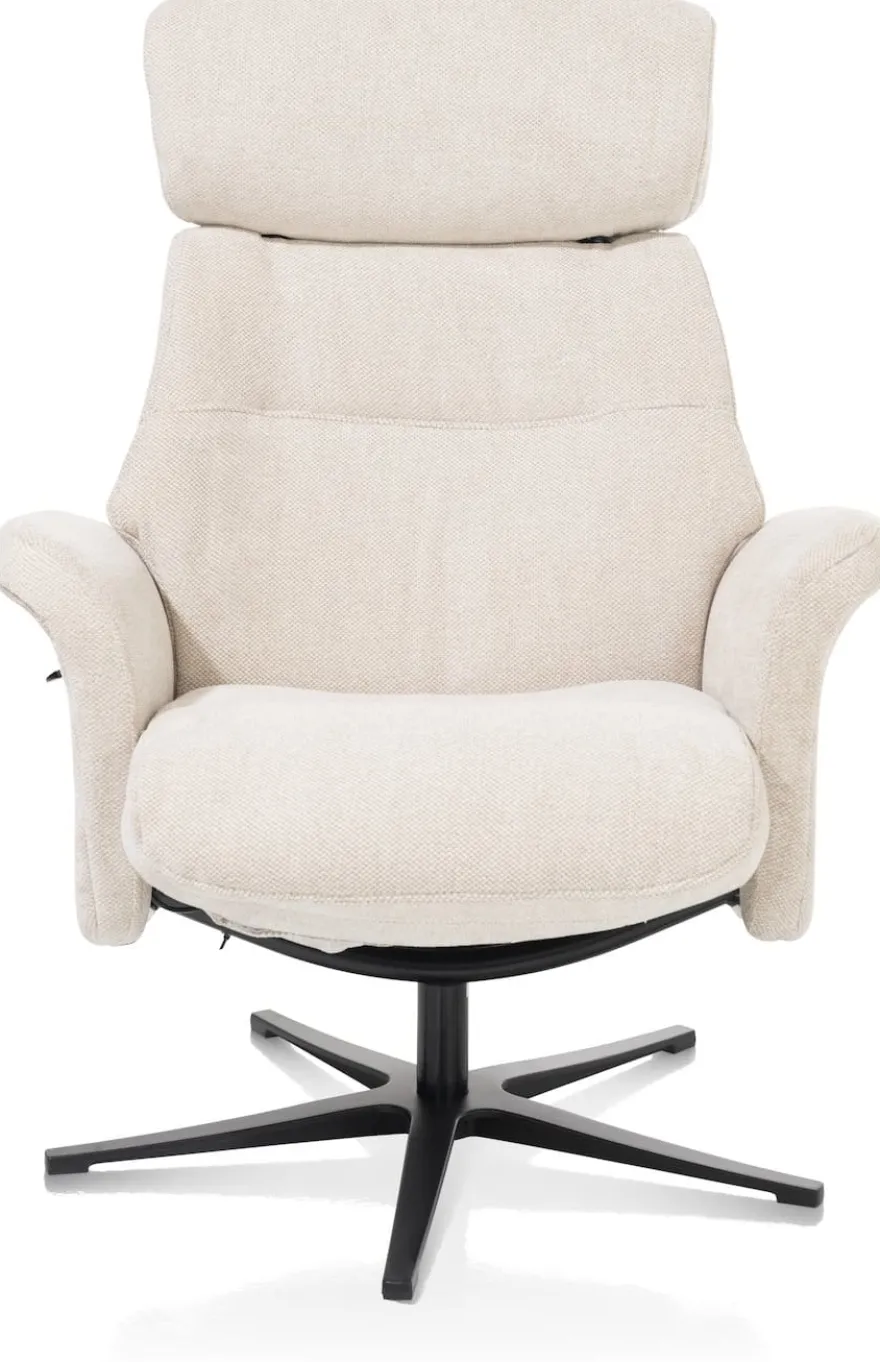 Lazaro, relaxfauteuil met poef - stof Livigno - bruin