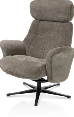 Lazaro, relaxfauteuil met poef - stof Livigno - bruin
