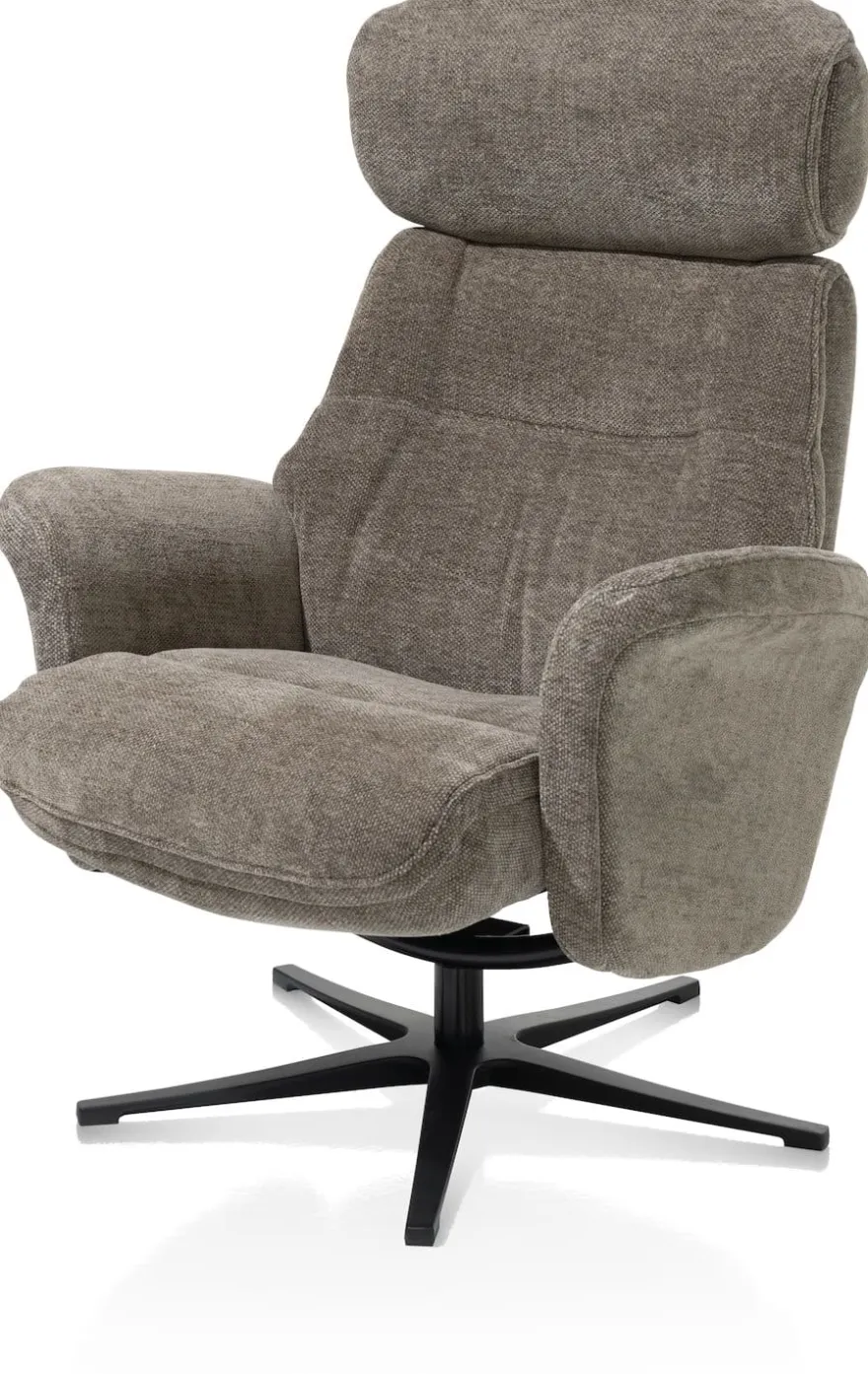 Lazaro, relaxfauteuil met poef - stof Livigno - bruin