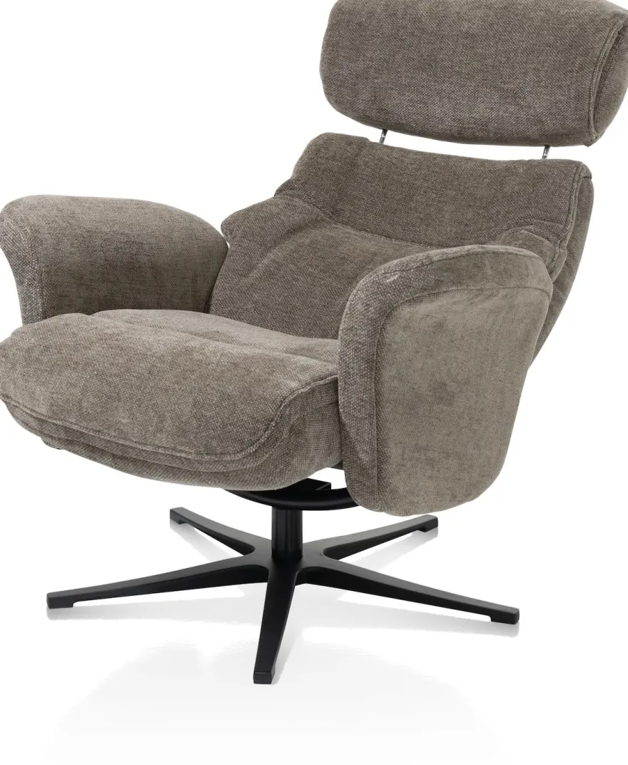 Lazaro, relaxfauteuil met poef - stof Livigno - bruin