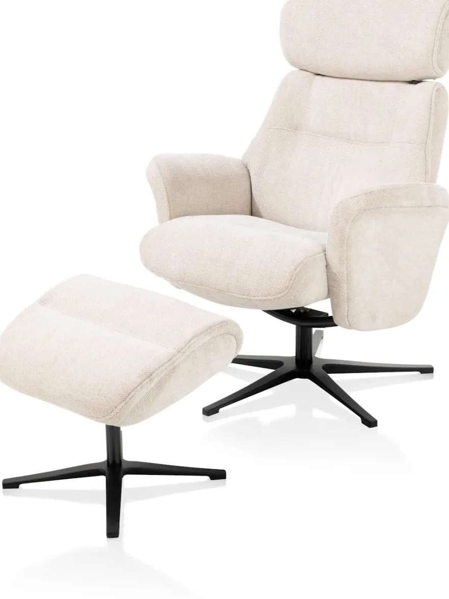 Lazaro, relaxfauteuil met poef - stof Livigno - bruin