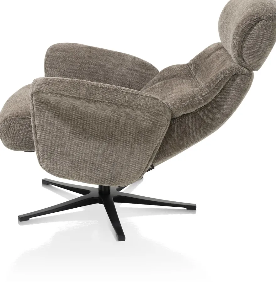 Lazaro, relaxfauteuil met poef - stof Livigno - bruin