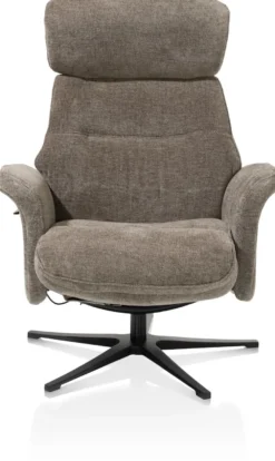 Lazaro, relaxfauteuil met poef - stof Livigno - bruin