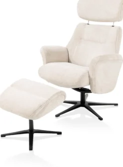 Lazaro, relaxfauteuil met poef - stof Livigno - bruin