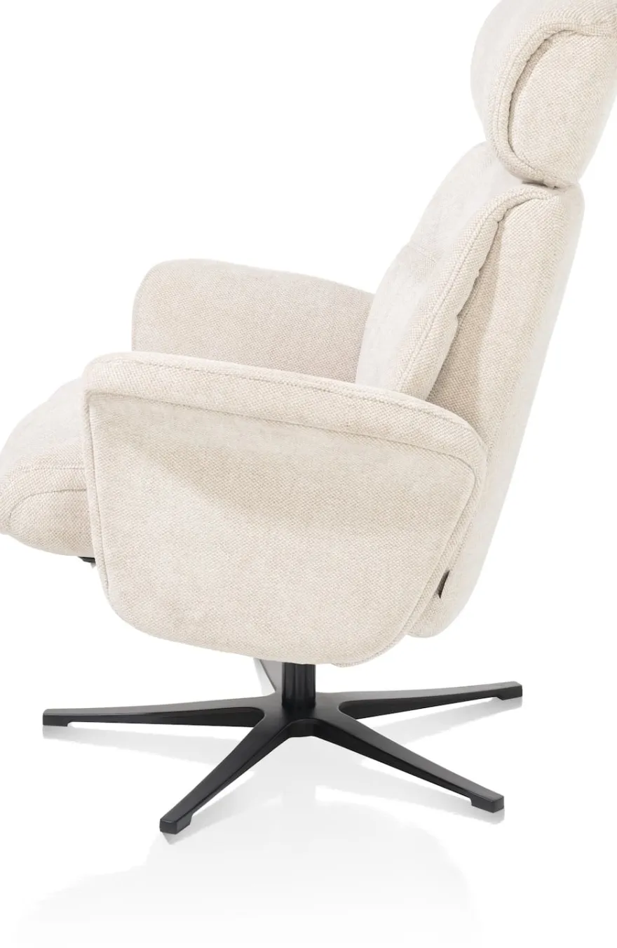 Lazaro, relaxfauteuil met poef - stof Livigno - bruin