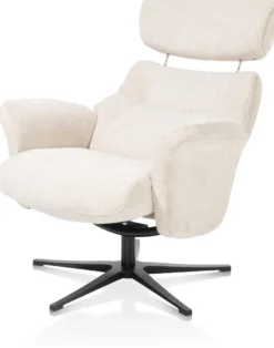 Lazaro, relaxfauteuil met poef - stof Livigno - bruin