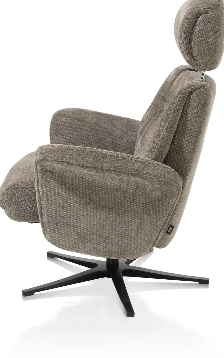 Lazaro, relaxfauteuil met poef - stof Livigno - bruin