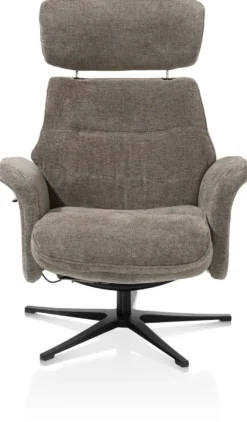 Lazaro, relaxfauteuil met poef - stof Livigno - bruin