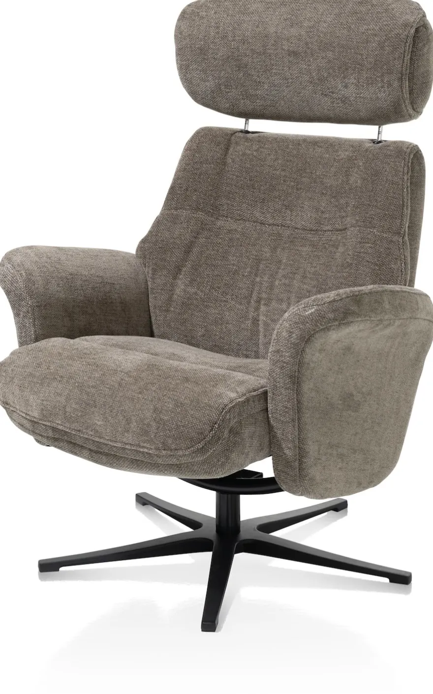 Lazaro, relaxfauteuil met poef - stof Livigno - bruin