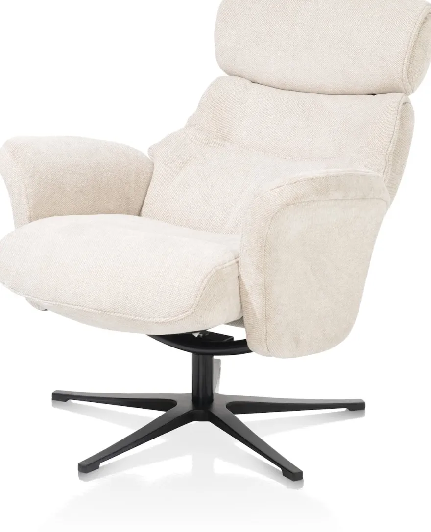Lazaro, relaxfauteuil met poef - stof Livigno - bruin