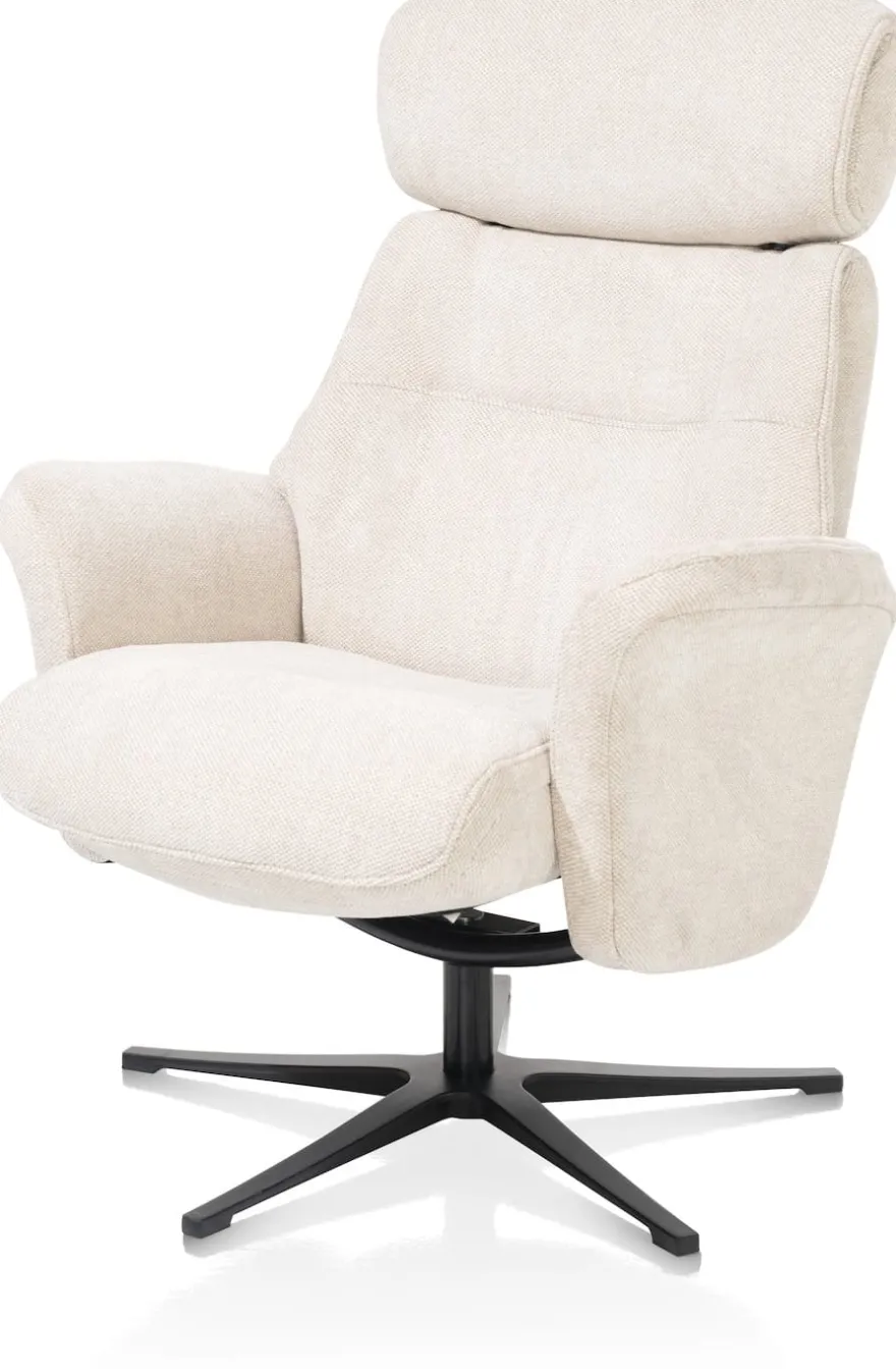 Lazaro, relaxfauteuil met poef - stof Livigno - bruin