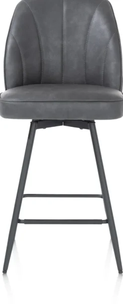 Leo, barstoel - frame rough off black (ROB) - draaibaar - stof Pala - Antraciet