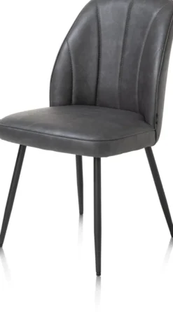 Leo, eetkamerstoel - frame rough off black (ROB) - stof Pala - Antraciet
