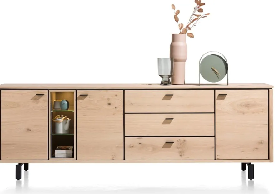 Livada, dressoir 240 cm - 3-deuren + 3-laden + 3-niches - Natural