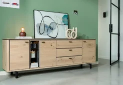 Livada, dressoir 240 cm - 3-deuren + 3-laden + 3-niches - Natural