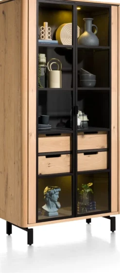 Livada, vitrine 100 cm - 2-glasdeuren + 2-laden - Natural