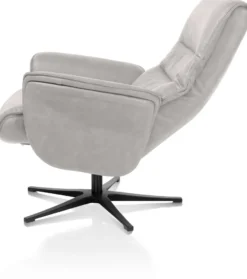 Lotis, relaxfauteuil met poef - stof Pala - Lichtgrijs