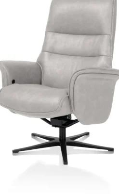 Lotis, relaxfauteuil met poef - stof Pala - Lichtgrijs