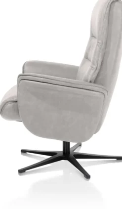 Lotis, relaxfauteuil met poef - stof Pala - Lichtgrijs