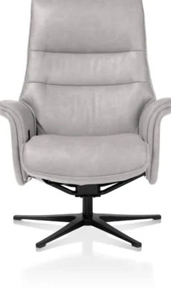 Lotis, relaxfauteuil met poef - stof Pala - Lichtgrijs