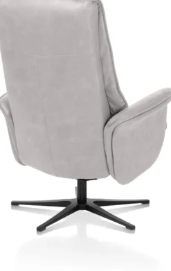 Lotis, relaxfauteuil met poef - stof Pala - Lichtgrijs