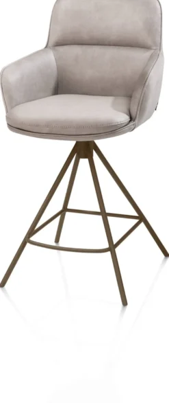 Mateo, barstoel - 4-pootjes - steelbrown - Pala - Lichtgrijs