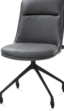 Mateo, eetkamerstoel - wielen - rough off black - Pala - Antraciet