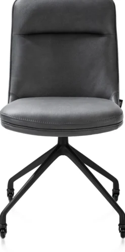 Mateo, eetkamerstoel - wielen - rough off black - Pala - Antraciet