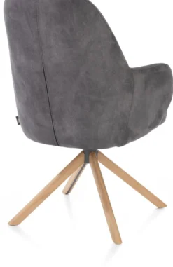 Melle, armstoel eiken frame met relaxsysteem - draaibaar - stof Calabria - Antraciet