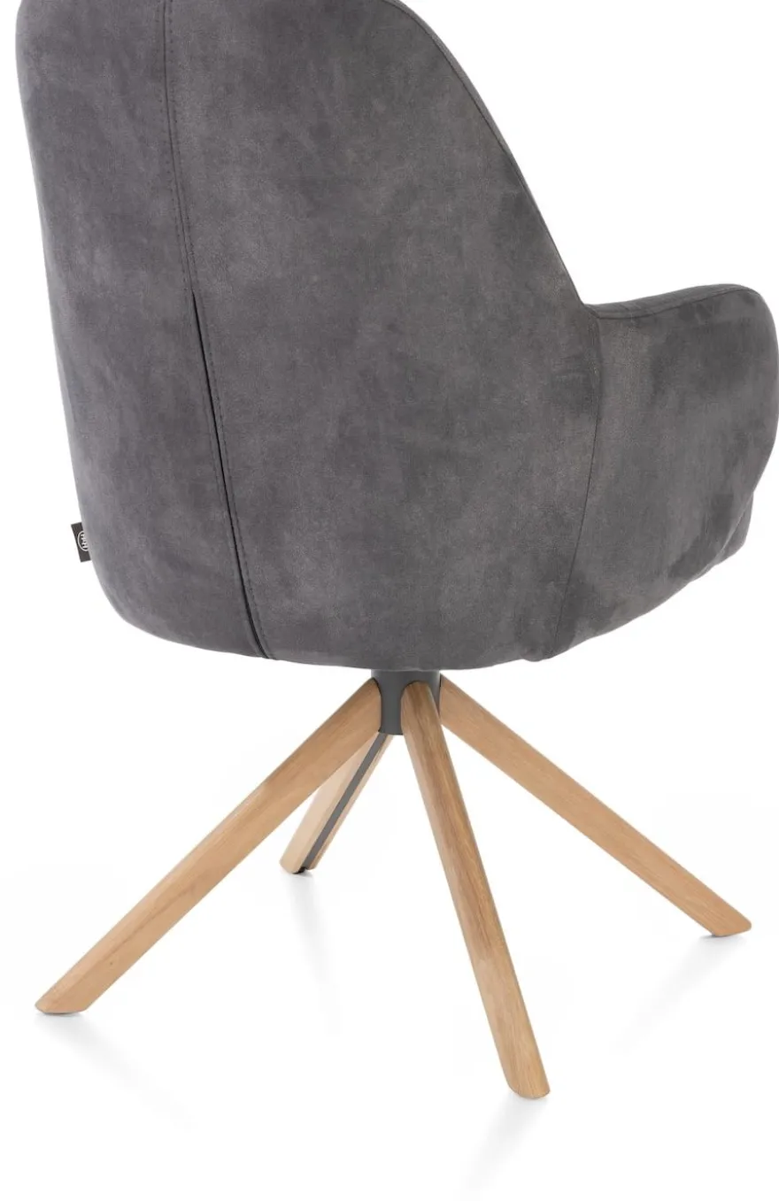 Melle, armstoel eiken frame met relaxsysteem - draaibaar - stof Calabria - Antraciet