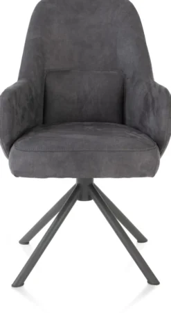 Melle, armstoel grafiet frame met relaxsysteem - draaibaar - stof Calabria - Antraciet