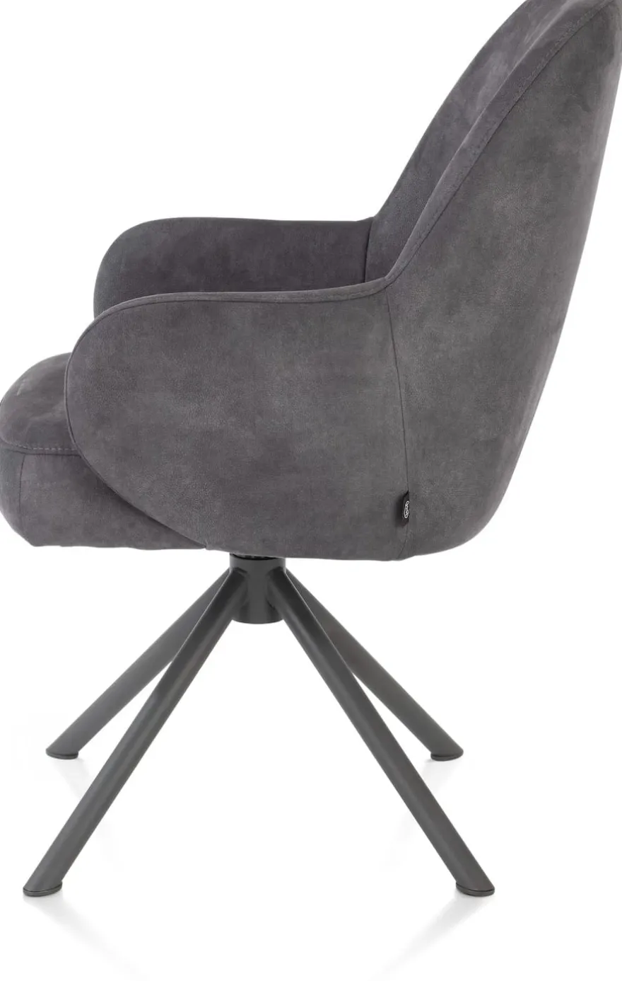 Melle, armstoel grafiet frame met relaxsysteem - draaibaar - stof Calabria - Antraciet