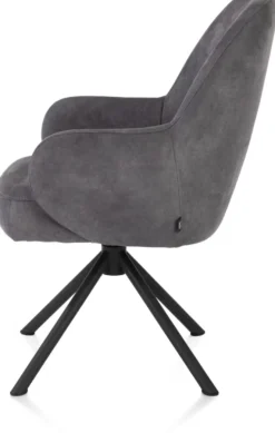 Melle, armstoel zwart frame met relaxsysteem - draaibaar - stof Calabria - antraciet - Antraciet