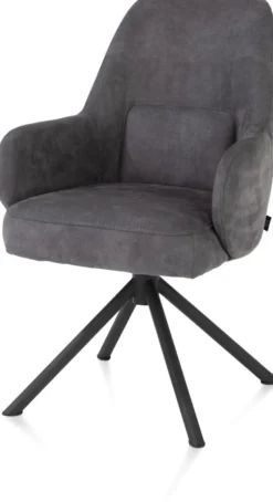 Melle, armstoel zwart frame met relaxsysteem - draaibaar - stof Calabria - antraciet - Antraciet