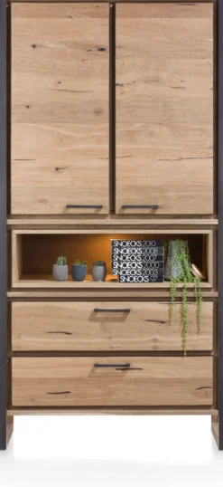 Metalo, bergkast 2-deuren + 2-laden + 1-niche (+ LED)
