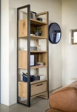 Metalo, boekenkast 65 cm - 1-lade + 5-niches