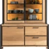 Metalo, buffetkast 140 cm - 2-glasdeuren (+ LED) + 1-deur + 2-laden
