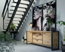 Metalo, dressoir 240 cm - 3-deuren + 2-laden + 1-niche (+ LED)