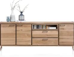 Metalo, dressoir 240 cm - 3-deuren + 2-laden + 1-niche (+ LED)