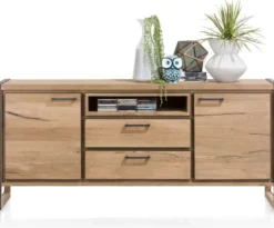 Metalo, dressoir 180 cm - 2-deuren + 2-laden + 1-niche (+ LED)