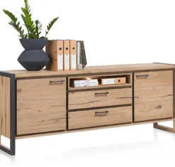 Metalo, dressoir 210 cm - 2-deuren + 2-laden + 1-niche (+ LED)