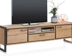 Metalo, lowboard 210 cm - 2-deuren + 1-lade + 1-niche (+ LED)