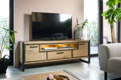 Metalo, lowboard 210 cm - 2-deuren + 1-lade + 1-niche (+ LED)