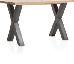 Metalox, bartafel 160 x 90 cm (hoogte: 92 cm) - met rand boomschors + X-vorm metalen poot
