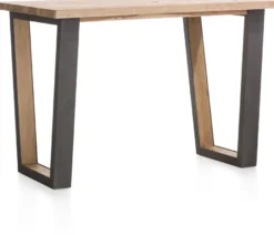 Metalox, bartafel 160 x 90 cm (hoogte: 92 cm) - met rand boomschors + V-vorm metalen / houten poot