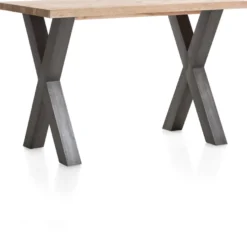 Metalox, bartafel 130 x 90 cm (hoogte: 92 cm) - met rand boomschors + X-vorm metalen poot