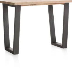 Metalox, bartafel 130 x 90 cm (hoogte: 92 cm) - met rand boomschors + V-vorm metalen poot