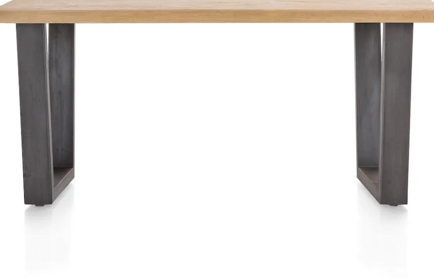 Metalox, eetkamertafel 170 x 100 cm - met rand boomschors + V-vorm metalen poot