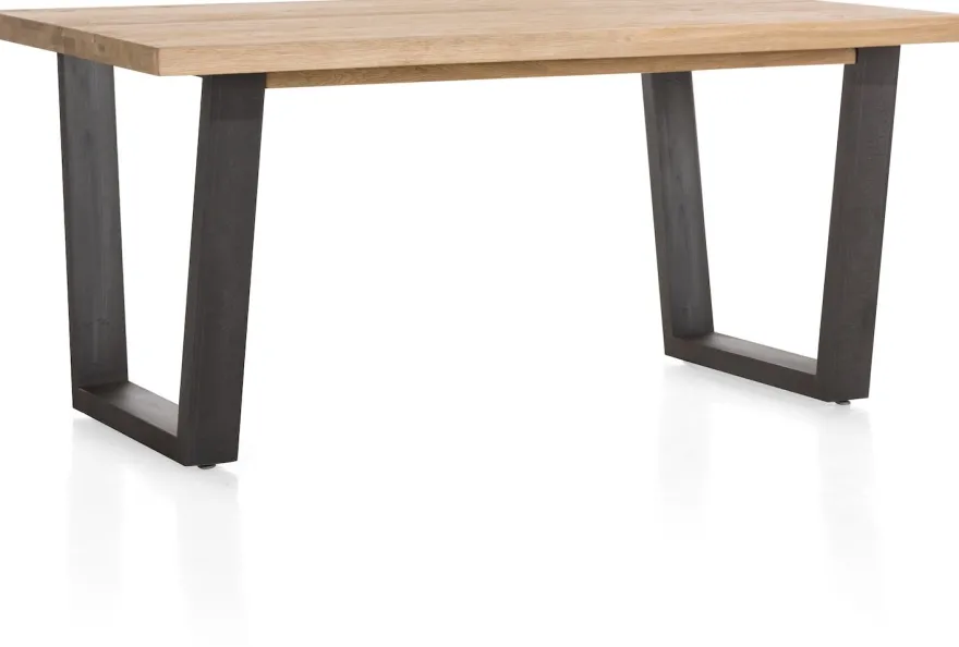 Metalox, eetkamertafel 170 x 100 cm - met rand boomschors + V-vorm metalen poot
