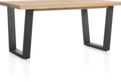 Metalox, eetkamertafel 170 x 100 cm - zonder rand boomschors + V-vorm metalen poot
